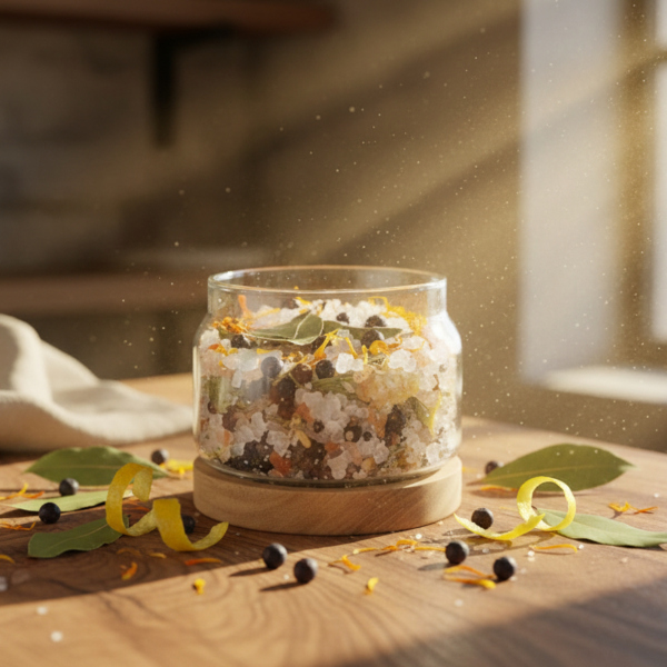 【五行】土<br>扎根穩定海鹽<br>Grounding<br>月桂 杜松子 金盞花<br>穩定能量儀式鹽｜安全感與專注力象徵