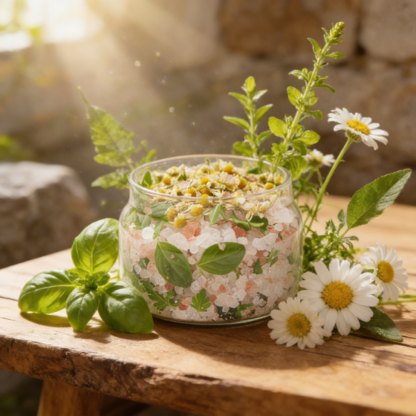 【五行】木<br>生長舒展海鹽<br>Vitality<br>羅勒 馬鞭草 洋甘菊<br>勇氣突破儀式鹽｜向上能量象徵