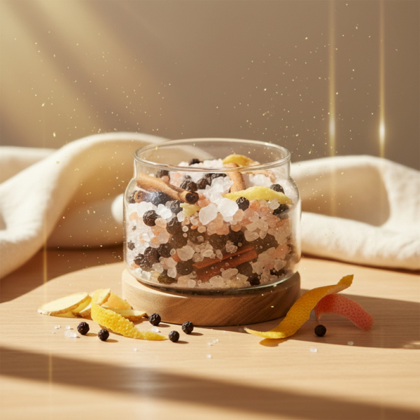 【五行】火<br>活力啟動海鹽<br>Activation<br>生薑 肉桂 黑胡椒<br>能量啟動儀式鹽｜財富動能象徵